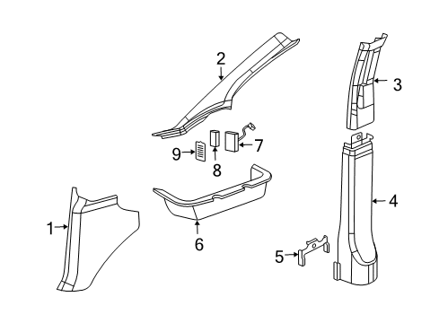 2025 Chevy Express 2500 Interior Trim - Pillars Diagram