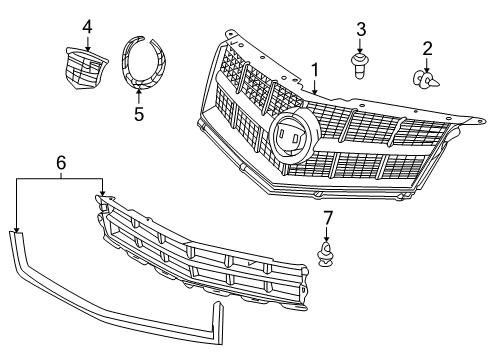 2011 Cadillac SRX Grille & Components Diagram