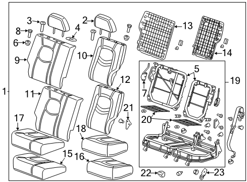 2009 Chevy HHR Seat Back Cover, Black, Rear Driver Side Diagram for 25873075