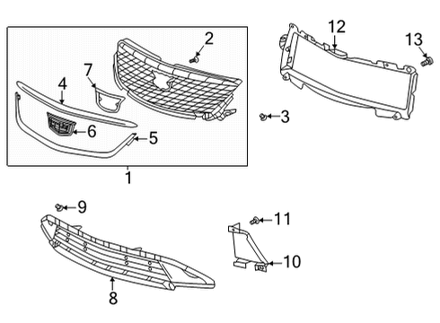 2021 Cadillac CT4 Radiator Shutter Assembly, Front Diagram for 84811271