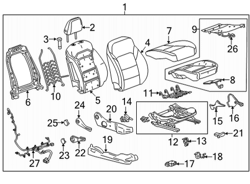 2023 Chevy Bolt EV Seat Cover, Black, Front Diagram for 42789687