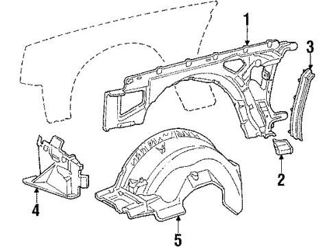 1984 Oldsmobile Toronado Inner Components - Fender Diagram