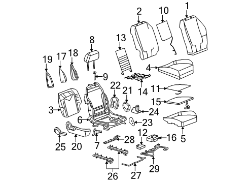 2008 Chevy Malibu Front Seat Components Diagram