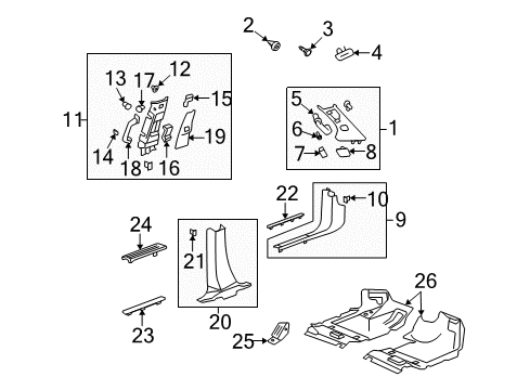 2009 Saturn Outlook Carpet, Titanium, Front Driver Side Diagram for 22789968