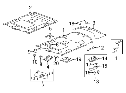 2009 Hummer H2 Roof Console, Gray Diagram for 25853058