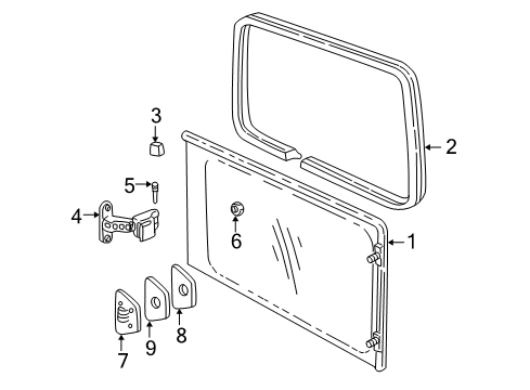 2005 Pontiac Montana Glass, Rear Passenger Side Diagram for 10418800