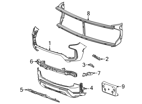 2021 Chevy Suburban Bumper & Components - Front Diagram 2 - Thumbnail