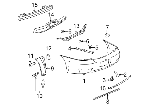 2004 Pontiac Bonneville Bumper & Components - Rear Diagram