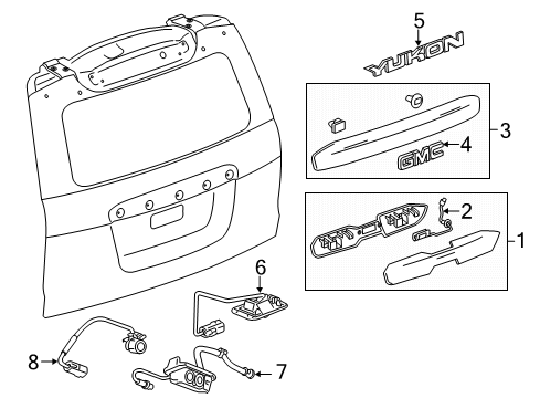 2018 GMC Yukon Exterior Trim - Lift Gate Diagram