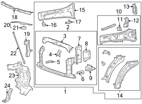 2024 Chevy Suburban Radiator Support Diagram