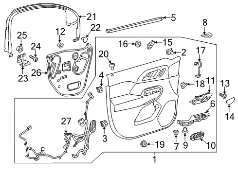 2020 Chevy Traverse Switch Panel Cap, Jet Black, Passenger Side Diagram for 23222299