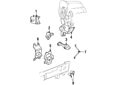 1995 Pontiac Sunfire Engine & Trans Mounting Diagram 2 - Thumbnail