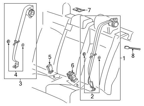 2017 Buick Verano Lap & Shoulder Belt, Rear Center Diagram for 19353096