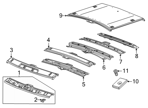 2024 GMC Hummer EV SUV Roof & Components Diagram