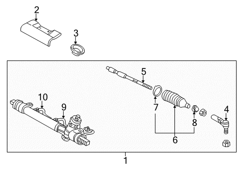 2001 Saturn L100 Outer Tie Rod Diagram for 21019184