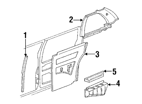 1990 Buick LeSabre Quarter Trim, Passenger Side Diagram for 20655114