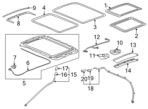 Sunroof Frame Diagram for 84988698