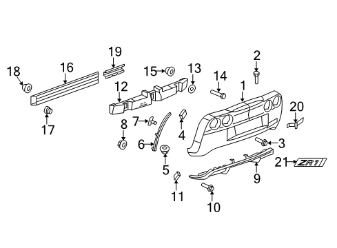 Energy Absorber, Rear Diagram for 15915381