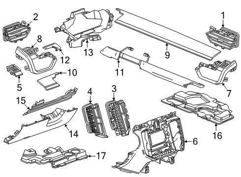 2025 GMC Acadia Bolster Assembly-Instrument Panel Knee *Backen Blackk Diagram for 26500731