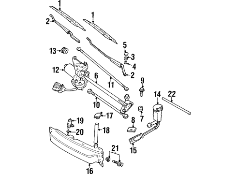 1998 Cadillac Catera Wiper Arm Washer Diagram for 90274345