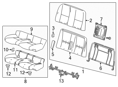 2013 Chevy Camaro Rear Seat Components Diagram