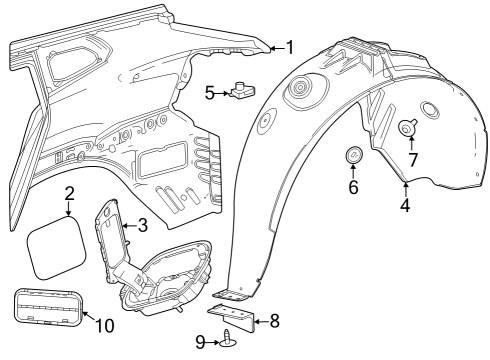 2025 Chevy Trax Quarter Panel & Components Diagram