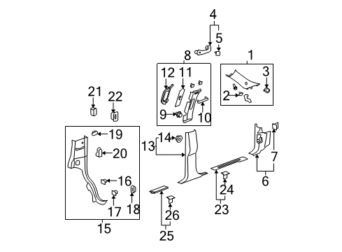 2010 Chevy Tahoe Interior Trim - Pillars Diagram
