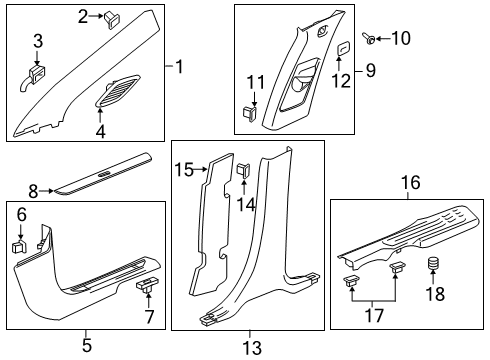 2022 Cadillac XT6 Rear Sill Plate Retainer, Front Diagram for 11602642