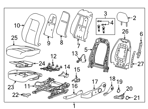 2020 Chevy Bolt EV Seat Back Cover, Ash Gray, Front Diagram for 42673145