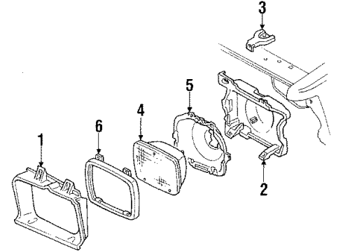1985 Chevy Citation II Headlamp Components Diagram