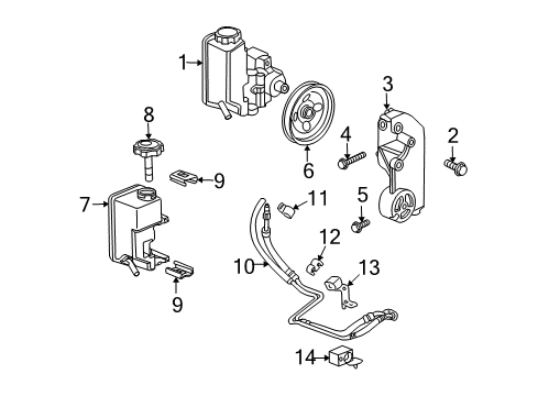 2008 Hummer H3 Hose & Tube Assembly Clip Diagram for 15068848