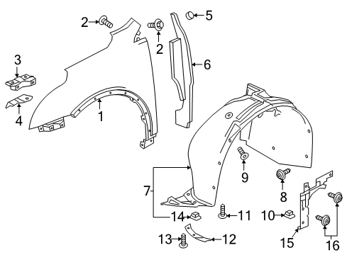 2020 Cadillac XT5 Fender, Front Driver Side Diagram for 84132973