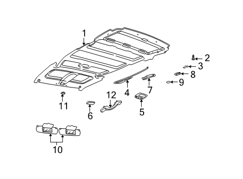 1997 Pontiac Trans Sport Headliner, Opel Gray Diagram for 10293201