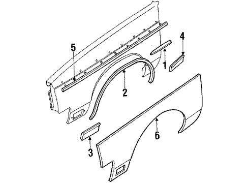 1984 Oldsmobile 98 Exterior Trim - Fender Diagram