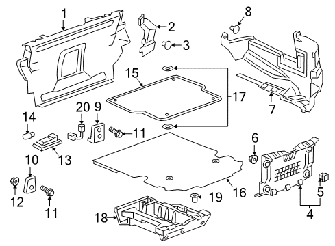 2019 Chevy Camaro Floor Cover Retainer, Front Diagram for 19167704
