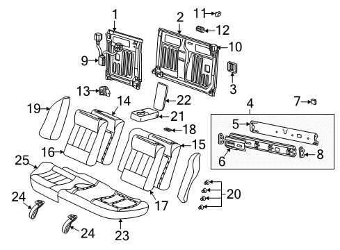2005 Saturn L300 Seat Back Cover, Black, Rear Passenger Side Diagram for 22687145