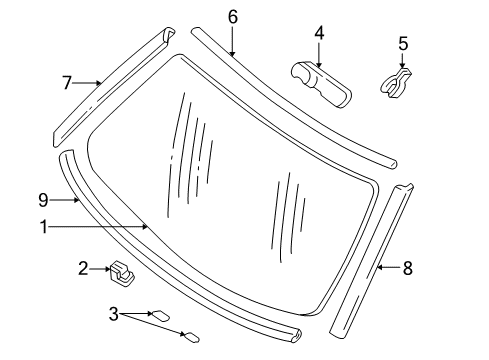 1994 Chevy S10 Glass - Windshield Diagram