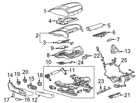 2019 Buick Regal TourX Passenger Seat Components Diagram