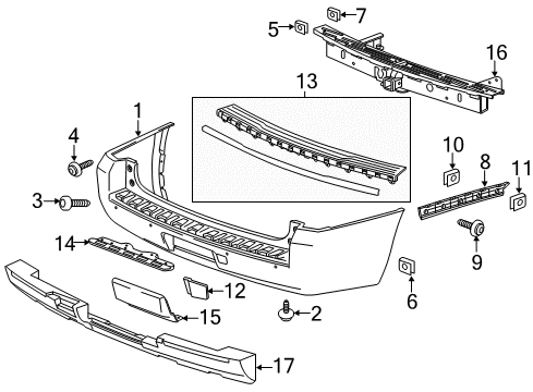 2019 Chevy Suburban Bumper & Components - Rear Diagram