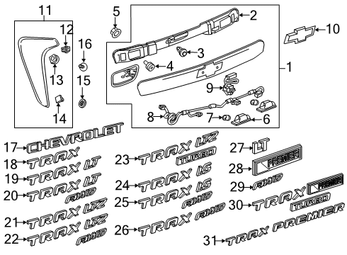 2019 Chevy Trax Exterior Trim - Lift Gate Diagram