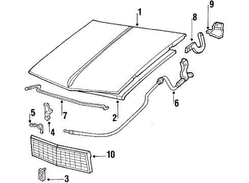 1986 Chevy Chevette Hood Diagram for 14069124