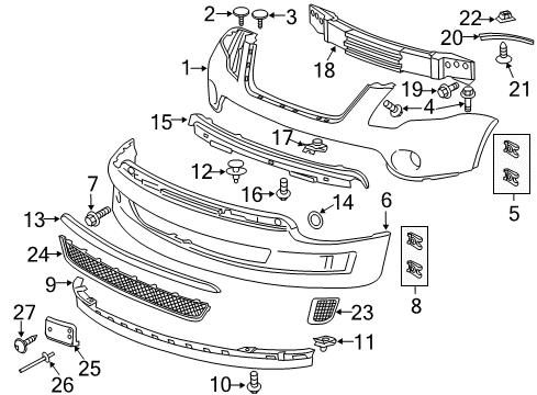 2011 GMC Acadia Bumper Cover Diagram for 15890878