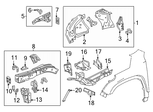 2025 Chevy Blazer Structural Components & Rails Diagram