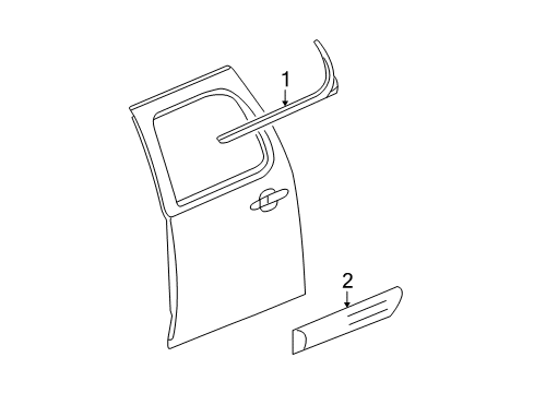 2011 Chevy Suburban 2500 Exterior Trim - Rear Door Diagram