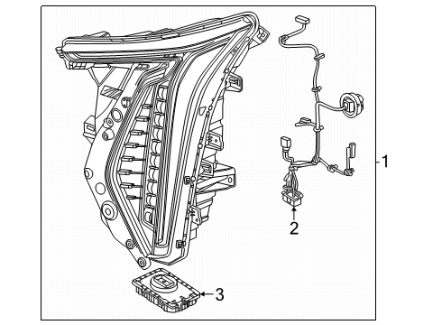 2025 Cadillac ESCALADE IQ Headlamp Components Diagram
