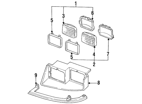 1987 Pontiac Grand Am Headlamp Components Diagram