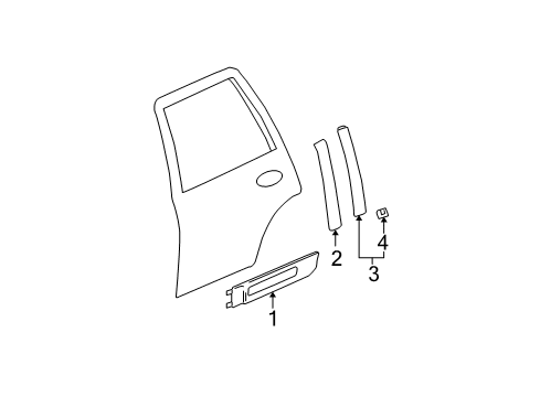 2005 GMC Envoy XUV Side Molding, Outer Driver Side Diagram for 10362709