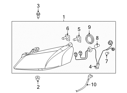 2007 Pontiac G6 Headlamp Assembly, Driver Side Diagram for 20821143
