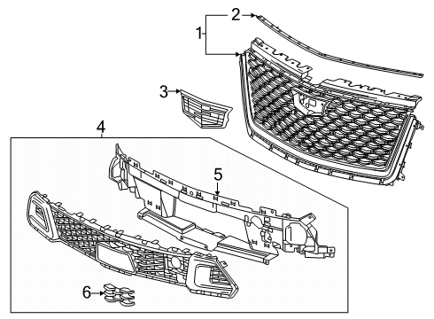 2025 Cadillac Escalade Grille & Components Diagram 3 - Thumbnail