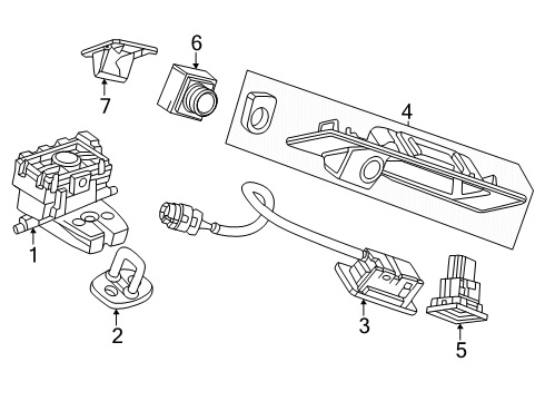 2025 GMC Terrain Bracket, Head Up Display & Rear View Camera Diagram for 84124124
